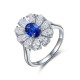 Ruif Jewelry Classic Design S925 Silver 0.71ct Lab Grown Emerald Ring Ruby And Royal Blue Sapphire Ring Wedding Bands