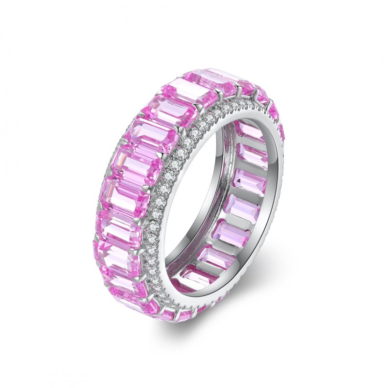 Ruif Jewelry Classic Design S925 Silver 5.51ct Lab Grown Sapphire Ring Pink Color Wedding Bands ring Ruif Jewelry Classic Design S925 Silver 5.51ct Lab Grown Sapphire Ring Pink Color Wedding Bands ring