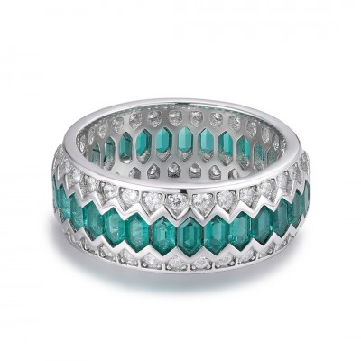 Ruif Jewelry Classic Design S925 Silver 2.18ct Lab Grown Emerald Ring Wedding Bands