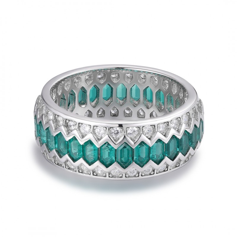 Ruif Jewelry Classic Design S925 Silver 2.18ct Lab Grown Emerald Ring Wedding Bands