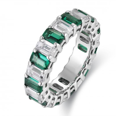 Ruif Jewelry Classic Design S925 Silver 2.59ct Lab Grown Emerald/Ruby/Royal Blue Sapphire Ring Wedding Bands