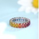 Ruif Jewelry Classic Design S925 Silver 7.4ct Lab Grown Sapphire Ring Rainbow Color Wedding Bands ring Ruif Jewelry Classic Design S925 Silver 7.4ct Lab Grown Sapphire Ring Rainbow Color Wedding Bands ring