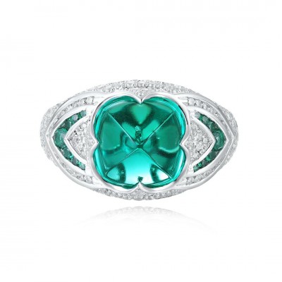 Ruif Jewelry Classic Design S925 Silver 3.6ct Lab Grown Emerald Ring Wedding Bands