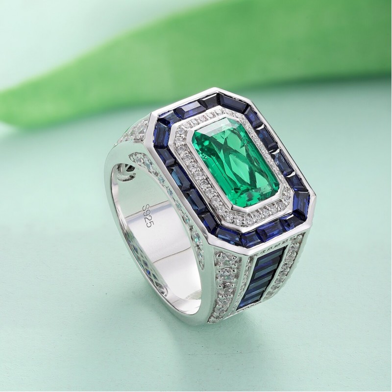 Ruif Jewelry Classic Design S925 Silver 3.18ct Lab Grown Emerald Ring Wedding Bands Ruif Jewelry Classic Design S925 Silver 3.18ct Lab Grown Emerald Ring Wedding Bands