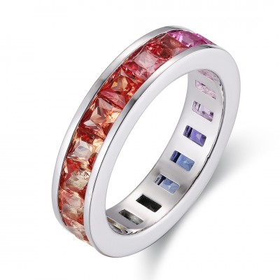 Ruif Jewelry Classic Design S925 Silver 2.06ct Lab Grown Sapphire Ring Rainbow Color Wedding Bands ring