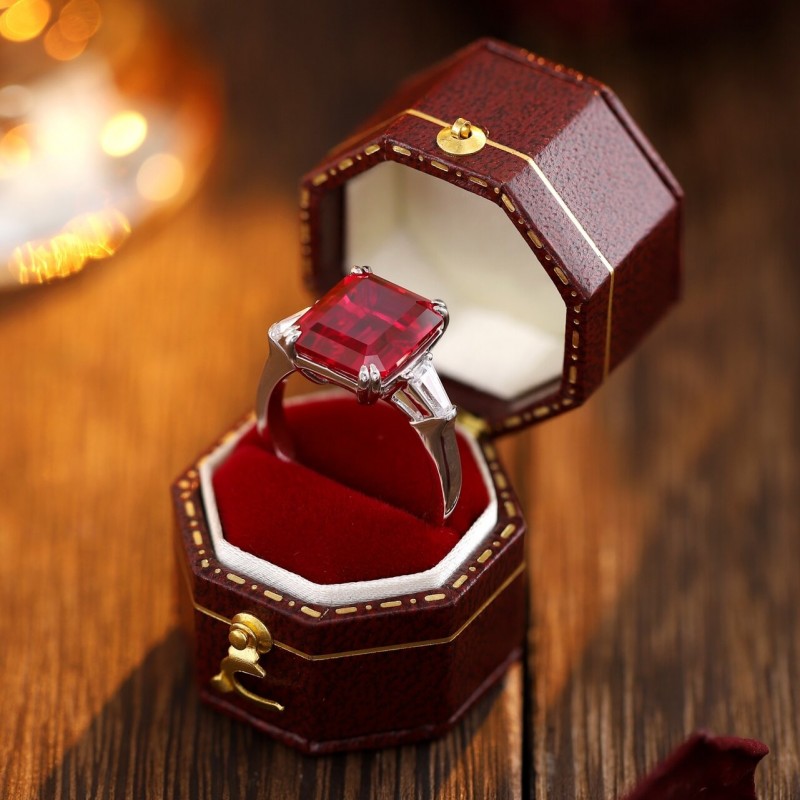 Ruif Jewelry Classic Design S925 Silver 8.578ct Lab Grown Ruby Ring Wedding Bands Ruif Jewelry Classic Design S925 Silver 8.578ct Lab Grown Ruby Ring Wedding Bands