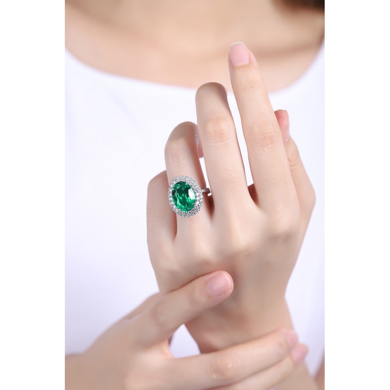 Ruif Jewelry Classic Design S925 Silver 5.59ct Lab Grown Emerald Ring Wedding Bands Ruif Jewelry Classic Design S925 Silver 5.59ct Lab Grown Emerald Ring Wedding Bands