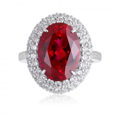 Ruif Jewelry Classic Design S925 Silver 8.18ct Lab Grown Ruby Ring Wedding Bands