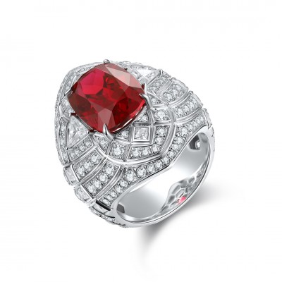 Ruif Jewelry Classic Design S925 Silver 8.965ct Lab Grown Ruby Ring Wedding Bands