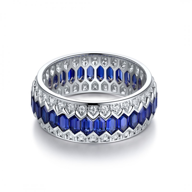 Ruif Jewelry Classic Design S925 Silver 2.18ct Lab Grown Sapphire Ring Wedding Bands ring