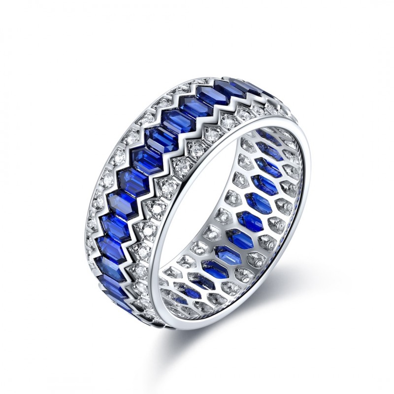 Ruif Jewelry Classic Design S925 Silver 2.18ct Lab Grown Sapphire Ring Wedding Bands ring