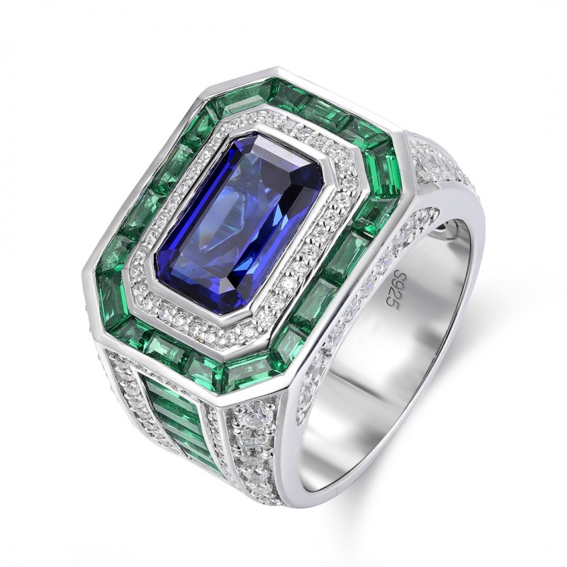 Ruif Jewelry Classic Design S925 Silver 4.76ct Lab Grown Sapphire Ring Wedding Bands Ruif Jewelry Classic Design S925 Silver 4.76ct Lab Grown Sapphire Ring Wedding Bands