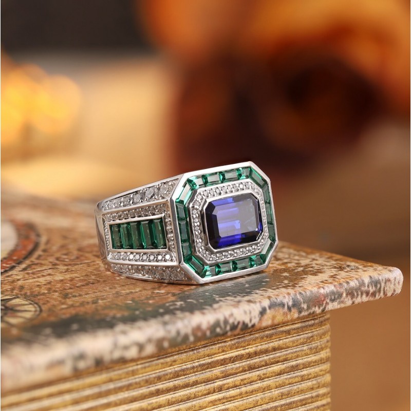 Ruif Jewelry Classic Design S925 Silver 4.76ct Lab Grown Sapphire Ring Wedding Bands Ruif Jewelry Classic Design S925 Silver 4.76ct Lab Grown Sapphire Ring Wedding Bands