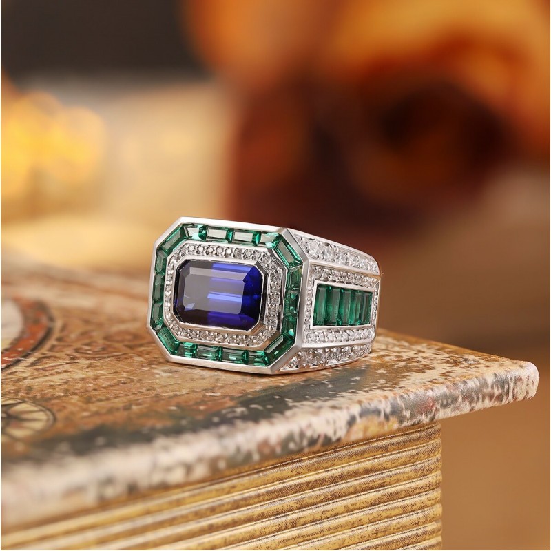 Ruif Jewelry Classic Design S925 Silver 4.76ct Lab Grown Sapphire Ring Wedding Bands Ruif Jewelry Classic Design S925 Silver 4.76ct Lab Grown Sapphire Ring Wedding Bands