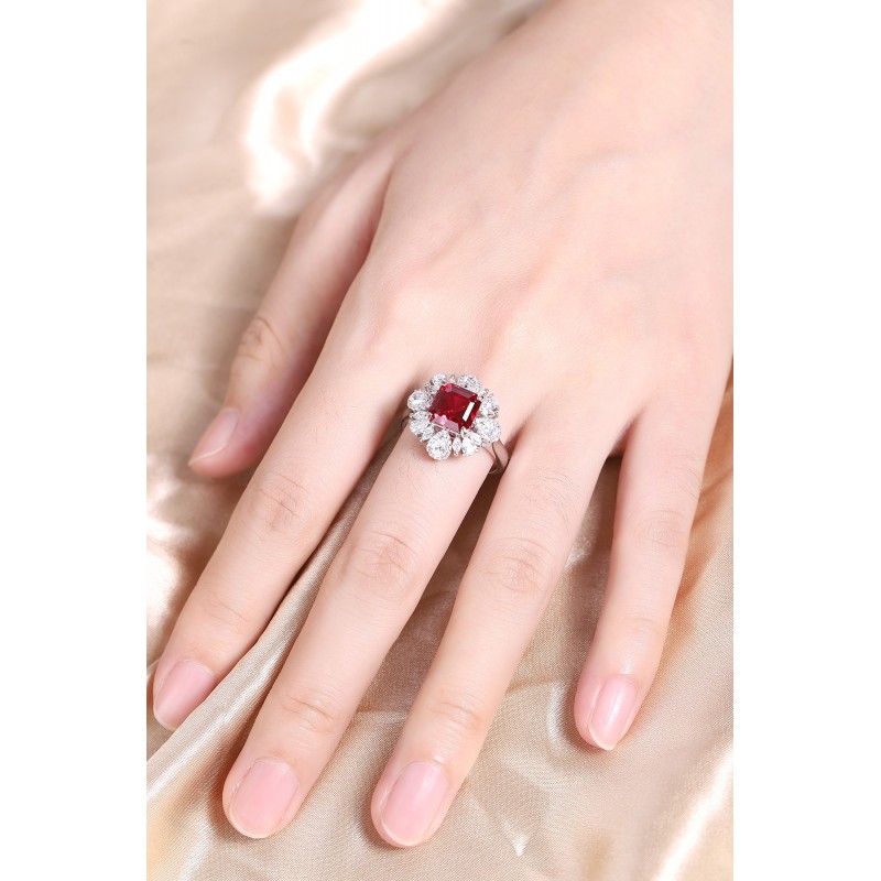 Ruif Jewelry Classic Design S925 Silver 3.65ct Lab Grown Ruby Ring Wedding Bands Ruif Jewelry Classic Design S925 Silver 3.65ct Lab Grown Ruby Ring Wedding Bands