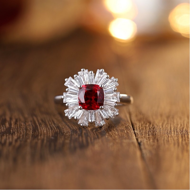 Ruif Jewelry Classic Design S925 Silver 1.47ct Lab Grown Ruby Ring Wedding Bands Ruif Jewelry Classic Design S925 Silver 1.47ct Lab Grown Ruby Ring Wedding Bands