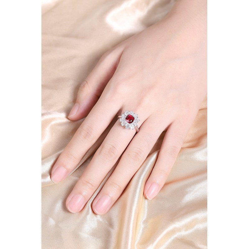 Ruif Jewelry Classic Design S925 Silver 1.47ct Lab Grown Ruby Ring Wedding Bands Ruif Jewelry Classic Design S925 Silver 1.47ct Lab Grown Ruby Ring Wedding Bands