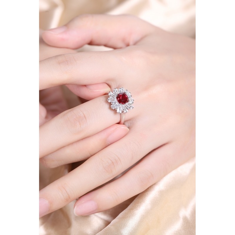 Ruif Jewelry Classic Design S925 Silver 1.47ct Lab Grown Ruby Ring Wedding Bands Ruif Jewelry Classic Design S925 Silver 1.47ct Lab Grown Ruby Ring Wedding Bands