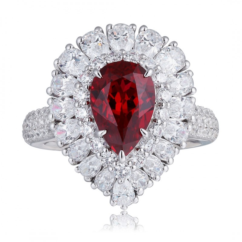 Ruif Jewelry Classic Design S925 Silver 2.83ct Lab Grown Ruby Ring Wedding Bands Ruif Jewelry Classic Design S925 Silver 2.83ct Lab Grown Ruby Ring Wedding Bands