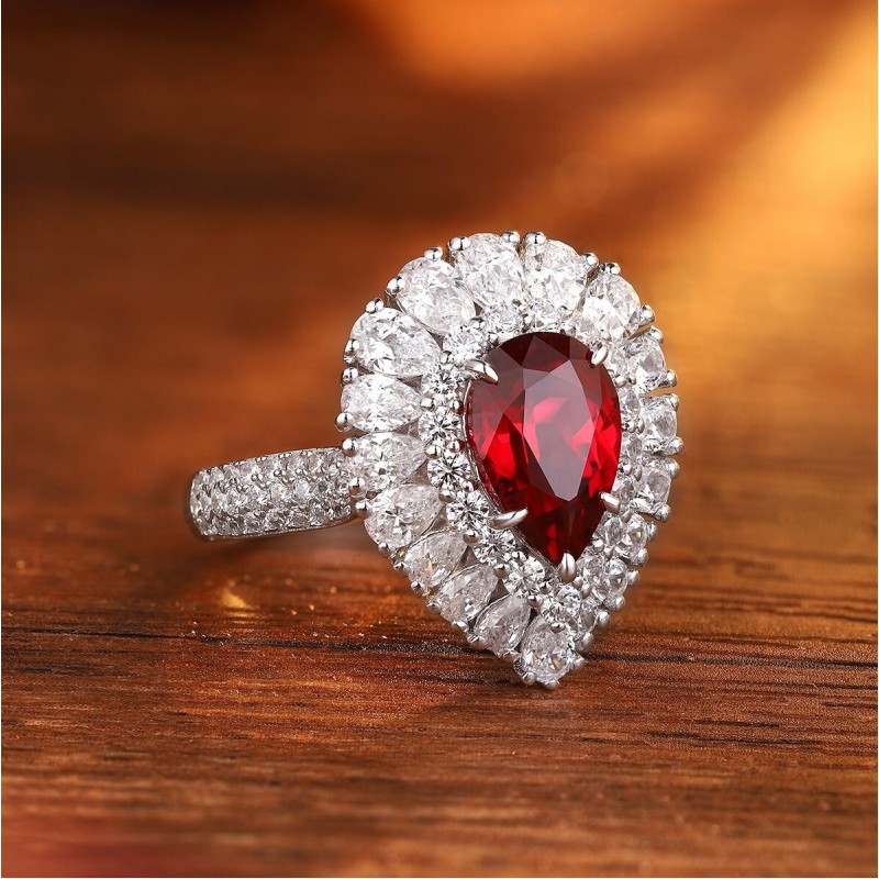 Ruif Jewelry Classic Design S925 Silver 2.83ct Lab Grown Ruby Ring Wedding Bands Ruif Jewelry Classic Design S925 Silver 2.83ct Lab Grown Ruby Ring Wedding Bands