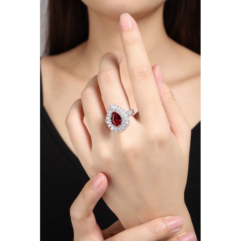 Ruif Jewelry Classic Design S925 Silver 2.83ct Lab Grown Ruby Ring Wedding Bands Ruif Jewelry Classic Design S925 Silver 2.83ct Lab Grown Ruby Ring Wedding Bands