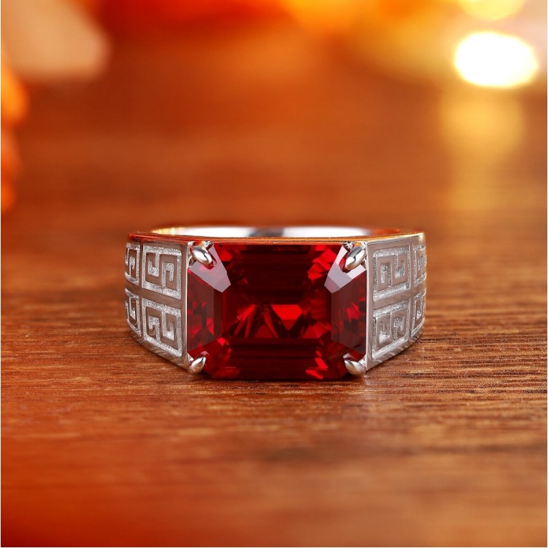 Ruif Jewelry Classic Design S925 Silver 9.07ct Lab Grown Ruby Ring Wedding Bands Ruif Jewelry Classic Design S925 Silver 9.07ct Lab Grown Ruby Ring Wedding Bands