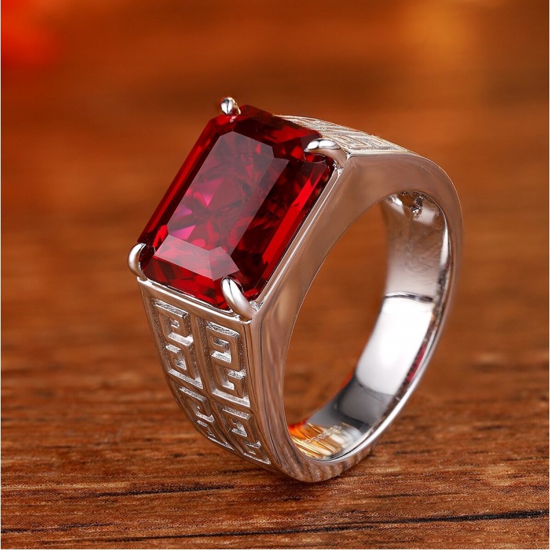 Ruif Jewelry Classic Design S925 Silver 9.07ct Lab Grown Ruby Ring Wedding Bands Ruif Jewelry Classic Design S925 Silver 9.07ct Lab Grown Ruby Ring Wedding Bands