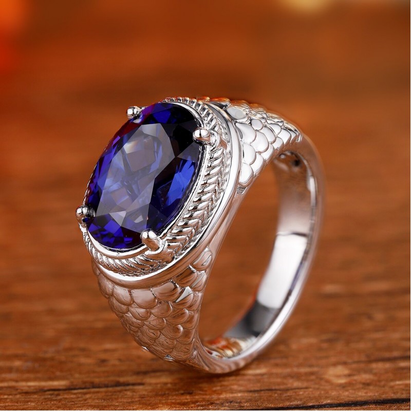 Ruif Jewelry Classic Design S925 Silver 7.96ct Lab Grown Sapphire Ring Wedding Bands ring Ruif Jewelry Classic Design S925 Silver 7.96ct Lab Grown Sapphire Ring Wedding Bands ring