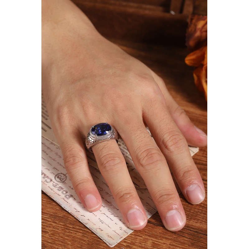 Ruif Jewelry Classic Design S925 Silver 7.96ct Lab Grown Sapphire Ring Wedding Bands ring Ruif Jewelry Classic Design S925 Silver 7.96ct Lab Grown Sapphire Ring Wedding Bands ring