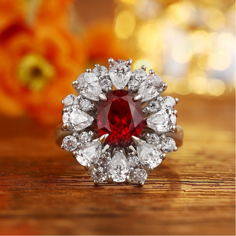 Ruif Jewelry Classic Design S925 Silver 2.66ct Lab Grown Ruby Ring Wedding Bands Ruif Jewelry Classic Design S925 Silver 2.66ct Lab Grown Ruby Ring Wedding Bands