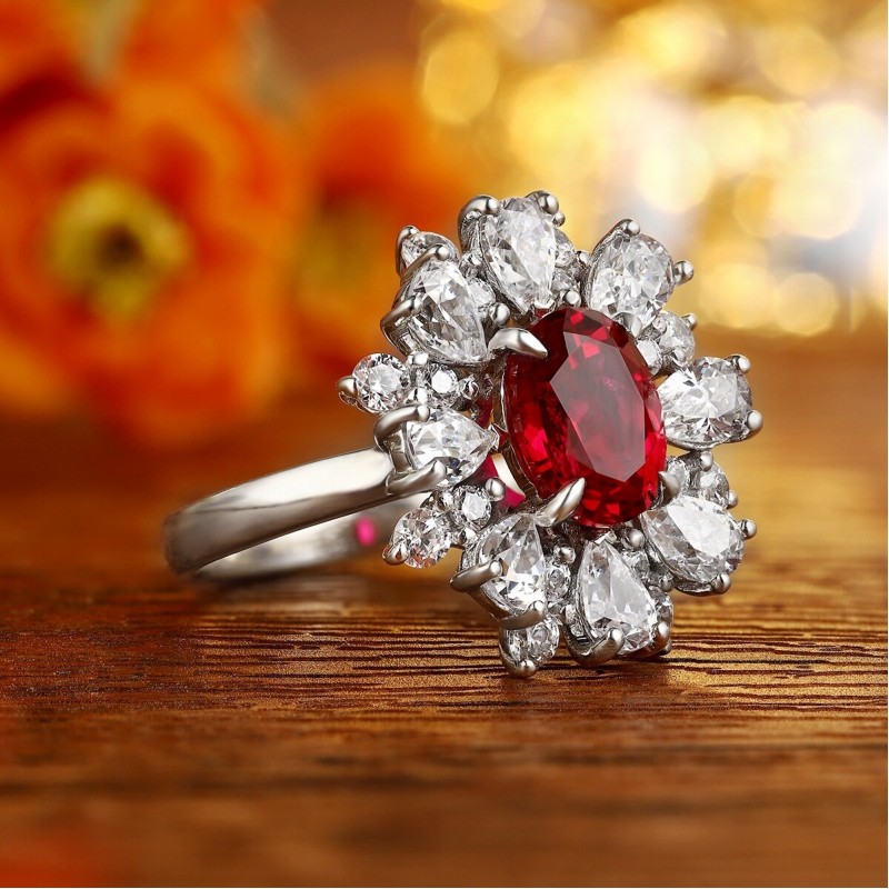 Ruif Jewelry Classic Design S925 Silver 2.66ct Lab Grown Ruby Ring Wedding Bands Ruif Jewelry Classic Design S925 Silver 2.66ct Lab Grown Ruby Ring Wedding Bands