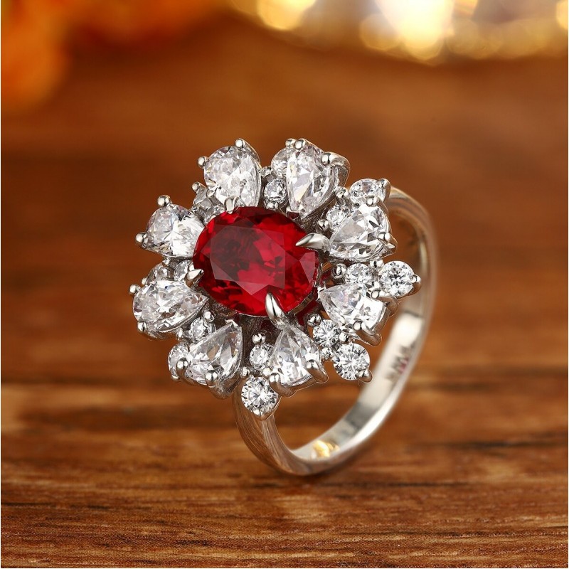 Ruif Jewelry Classic Design S925 Silver 2.66ct Lab Grown Ruby Ring Wedding Bands Ruif Jewelry Classic Design S925 Silver 2.66ct Lab Grown Ruby Ring Wedding Bands