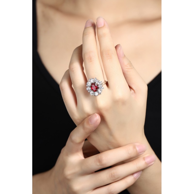 Ruif Jewelry Classic Design S925 Silver 2.66ct Lab Grown Ruby Ring Wedding Bands Ruif Jewelry Classic Design S925 Silver 2.66ct Lab Grown Ruby Ring Wedding Bands