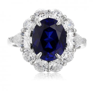 Ruif Jewelry Classic Design S925 Silver 3.52ct Lab Grown Sapphire Ring Wedding Bands