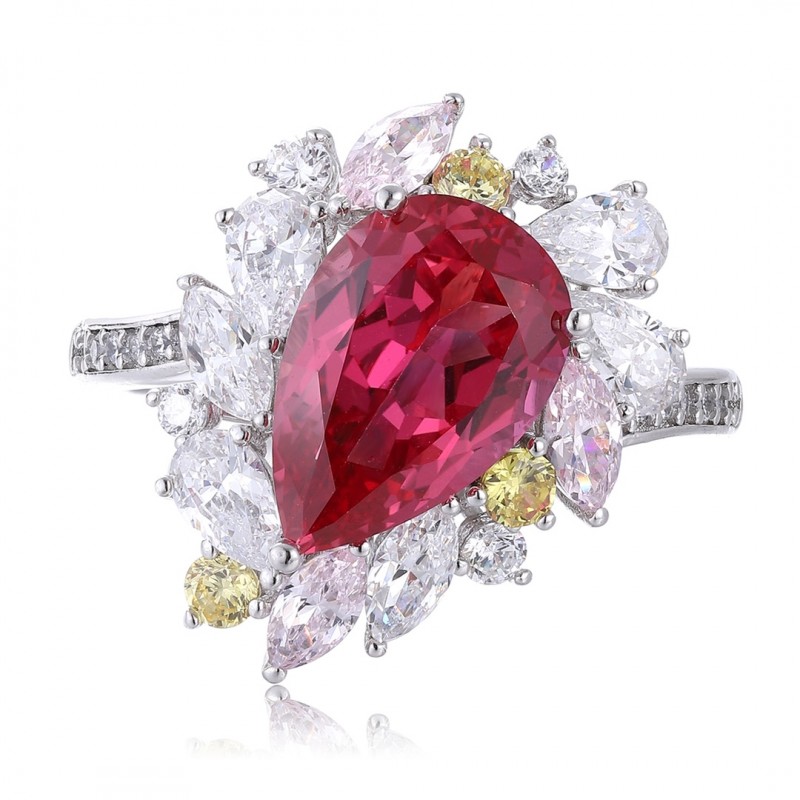Ruif Jewelry Classic Design S925 Silver 4.14ct Lab Grown Papalacha Ring Wedding Bands Ruif Jewelry Classic Design S925 Silver 4.14ct Lab Grown Papalacha Ring Wedding Bands