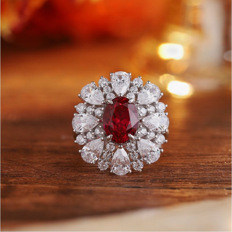 Ruif Jewelry Classic Design S925 Silver 3.63ct Lab Grown Ruby Ring Wedding Bands Ruif Jewelry Classic Design S925 Silver 3.63ct Lab Grown Ruby Ring Wedding Bands
