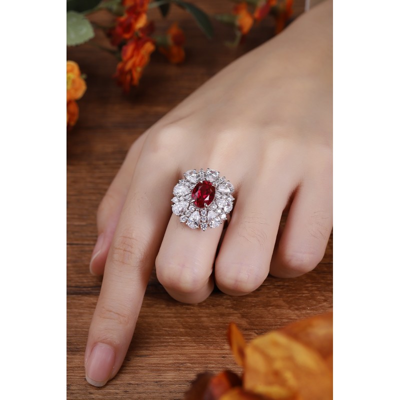 Ruif Jewelry Classic Design S925 Silver 3.63ct Lab Grown Ruby Ring Wedding Bands Ruif Jewelry Classic Design S925 Silver 3.63ct Lab Grown Ruby Ring Wedding Bands