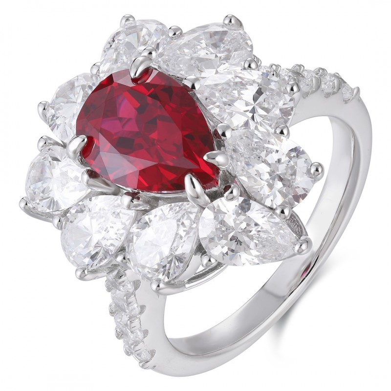 Ruif Jewelry Classic Design S925 Silver 2.56ct Lab Grown Ruby Ring Wedding Bands Ruif Jewelry Classic Design S925 Silver 2.56ct Lab Grown Ruby Ring Wedding Bands