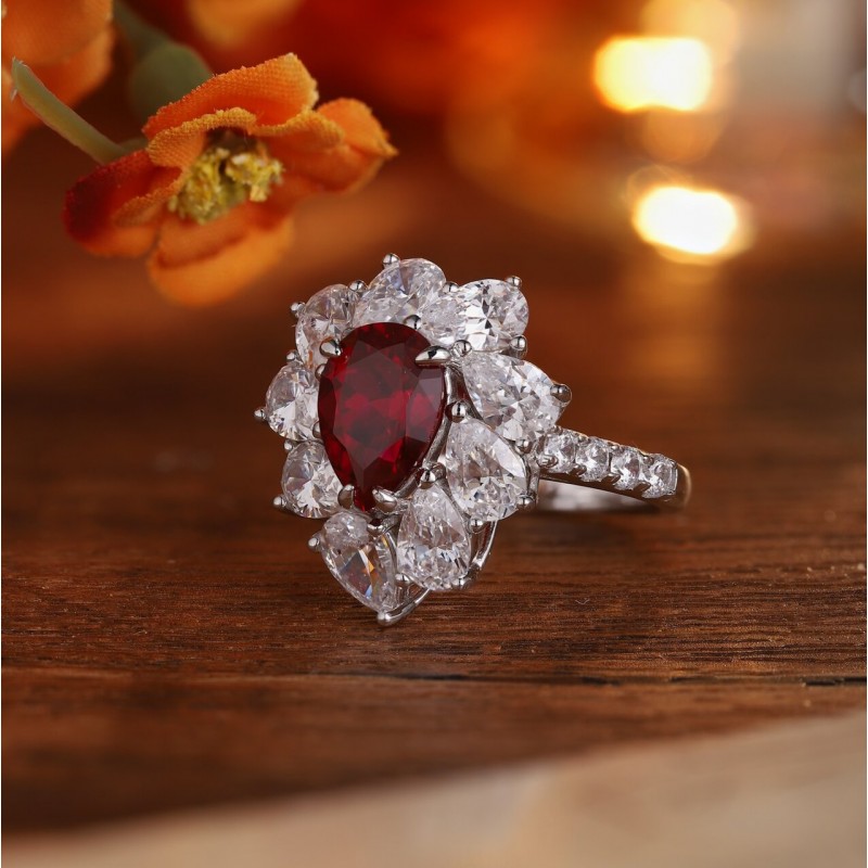 Ruif Jewelry Classic Design S925 Silver 2.56ct Lab Grown Ruby Ring Wedding Bands Ruif Jewelry Classic Design S925 Silver 2.56ct Lab Grown Ruby Ring Wedding Bands