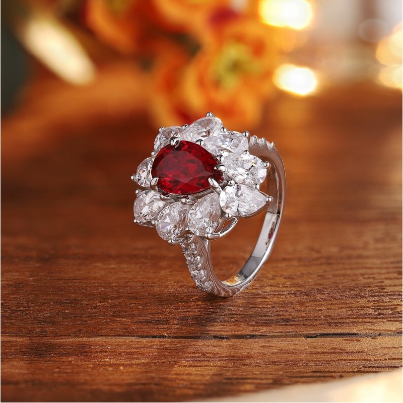 Ruif Jewelry Classic Design S925 Silver 2.56ct Lab Grown Ruby Ring Wedding Bands Ruif Jewelry Classic Design S925 Silver 2.56ct Lab Grown Ruby Ring Wedding Bands