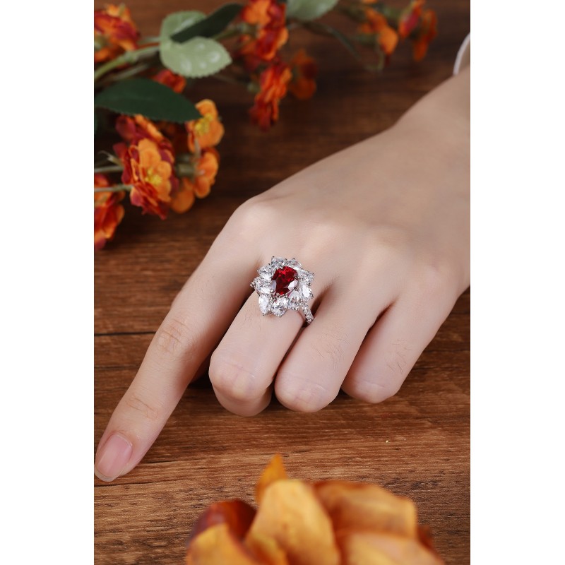 Ruif Jewelry Classic Design S925 Silver 2.56ct Lab Grown Ruby Ring Wedding Bands Ruif Jewelry Classic Design S925 Silver 2.56ct Lab Grown Ruby Ring Wedding Bands