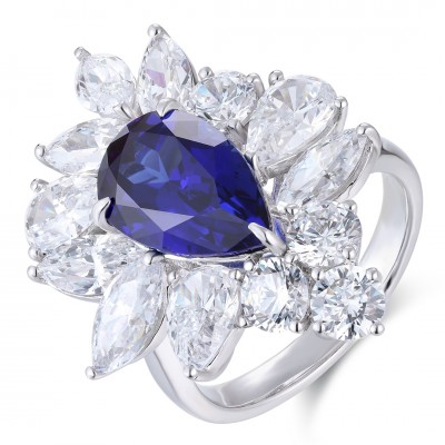 Ruif Jewelry Classic Design S925 Silver 4.32ct Lab Grown Sapphire Ring Wedding Bands