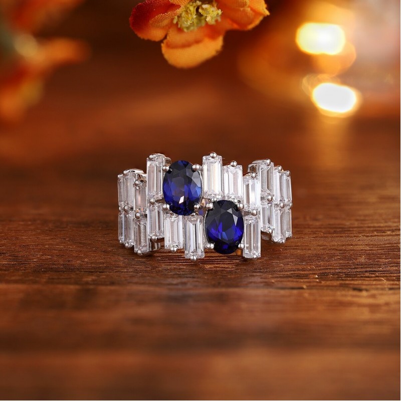 Ruif Jewelry Classic Design S925 Silver 2.1ct Lab Grown Sapphire Ring Wedding Bands Ruif Jewelry Classic Design S925 Silver 2.1ct Lab Grown Sapphire Ring Wedding Bands