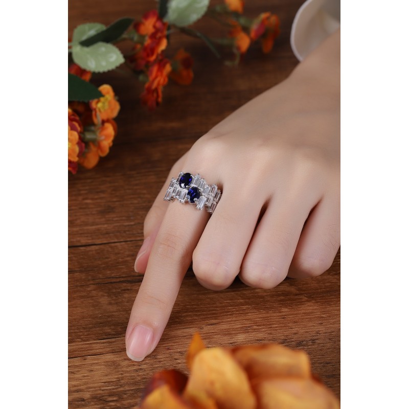 Ruif Jewelry Classic Design S925 Silver 2.1ct Lab Grown Sapphire Ring Wedding Bands Ruif Jewelry Classic Design S925 Silver 2.1ct Lab Grown Sapphire Ring Wedding Bands