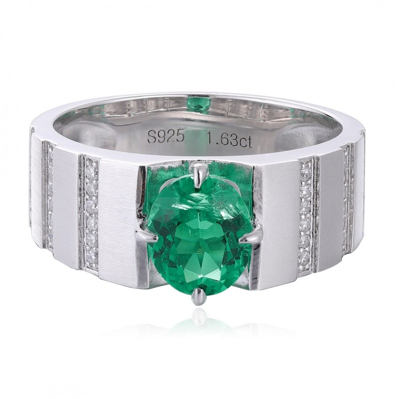 Ruif Jewelry Classic Design S925 Silver 1.63ct Lab Grown Emerald Ring Wedding Bands