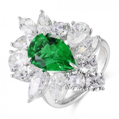 Ruif Jewelry Classic Design S925 Silver 3ct Lab Grown Emerald Ring Wedding Bands