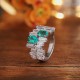Ruif Jewelry Classic Design S925 Silver 1.4ct Lab Grown Emerald Ring Wedding Bands