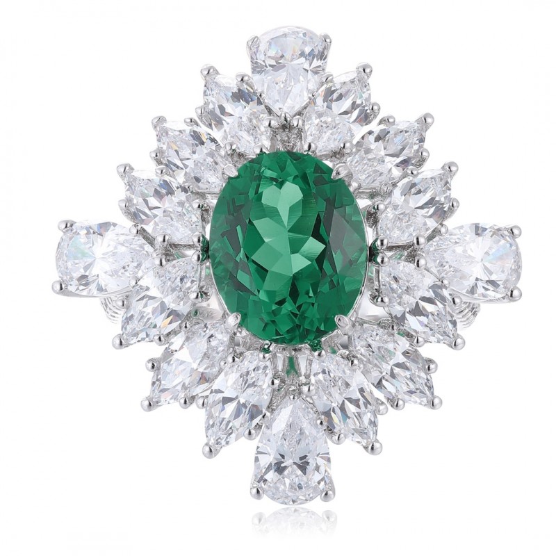 Ruif Jewelry Classic Design S925 Silver 2.44ct Lab Grown Emerald Ring Wedding Bands Ruif Jewelry Classic Design S925 Silver 2.44ct Lab Grown Emerald Ring Wedding Bands