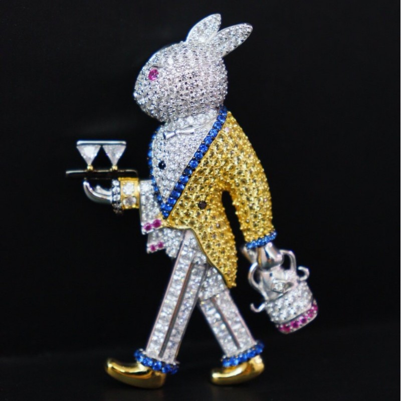 Ruif Jewelry 30x56mm Mr.Rabbit Brooch S925 Silver Cubic Zircona Brooch Fashion Jewelry Ruif Jewelry 30x56mm Mr.Rabbit Brooch S925 Silver Cubic Zircona Brooch Fashion Jewelry