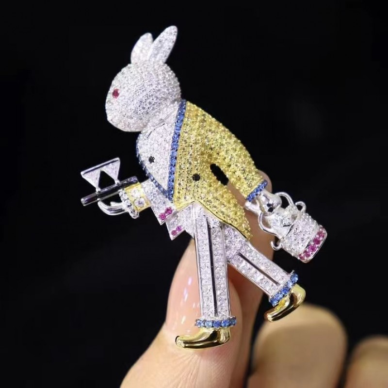 Ruif Jewelry 30x56mm Mr.Rabbit Brooch S925 Silver Cubic Zircona Brooch Fashion Jewelry Ruif Jewelry 30x56mm Mr.Rabbit Brooch S925 Silver Cubic Zircona Brooch Fashion Jewelry
